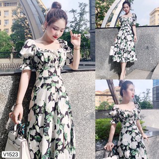 [BÁN LỖ VỐN - HÀNG SALE KHÔNG ĐỔI TRẢ] Váy hoa xòe cổ vuông V1523