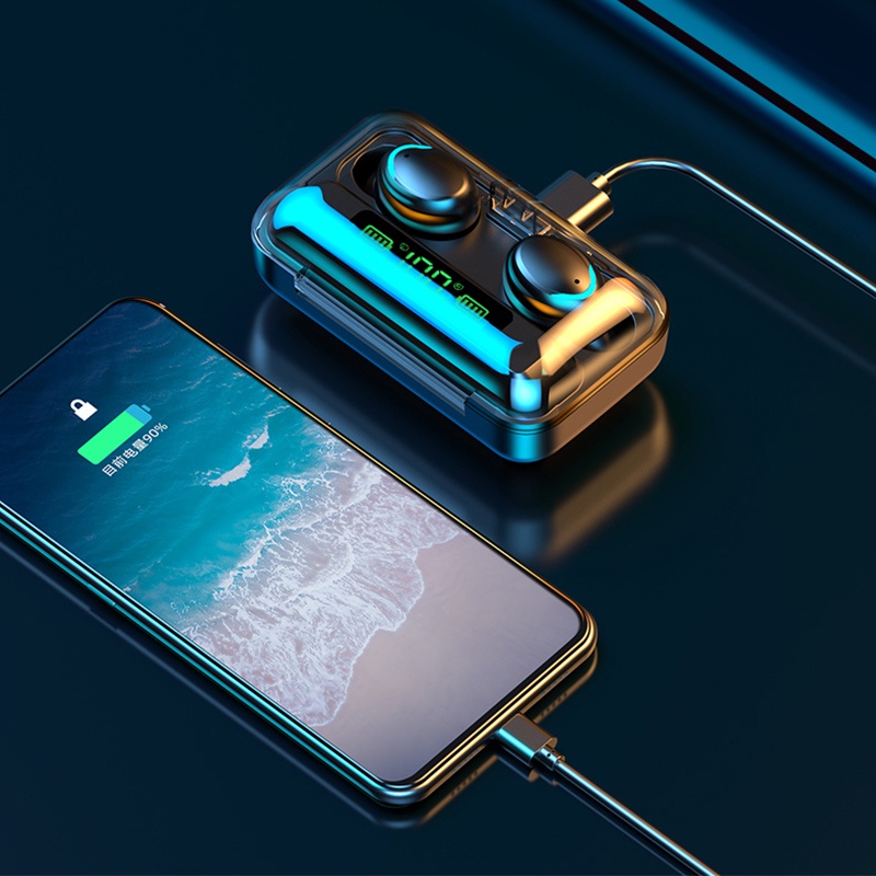 Tai Nghe Bluetooth Không Dây F9 TWS Có Đèn LED Hiển Thị