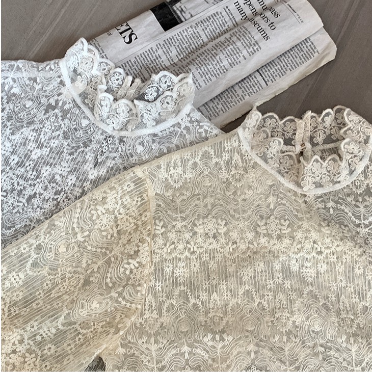 Áo thun ren phối cổ lọ dài tay thời trang Hàn Quốc dành cho nữ sành điệu | BigBuy360 - bigbuy360.vn