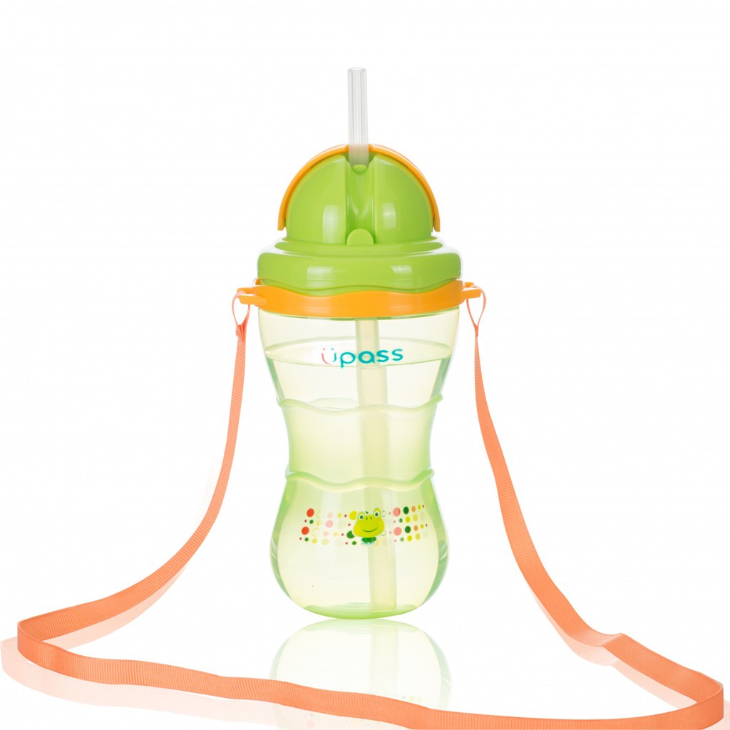 Bình uống nước ống hút Upass 300ml có dây đeo cho bé từ 12 tháng tuổi UP0300X