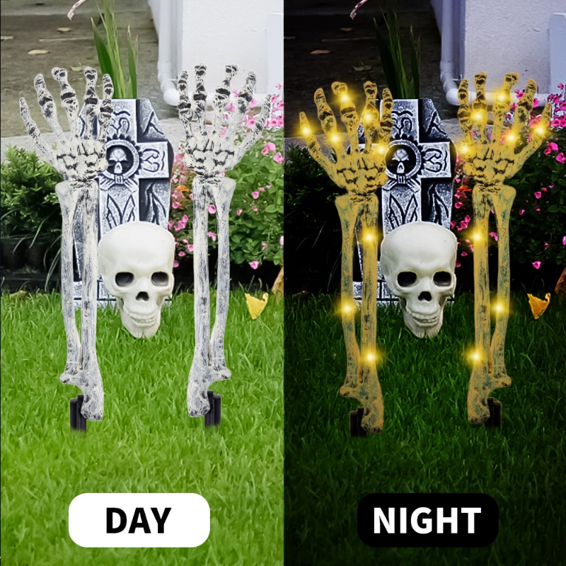 Đèn Led 40 Bóng 8 Chế Độ Hình Bàn Tay Đầu Lâu Trang Trí Sân Vườn