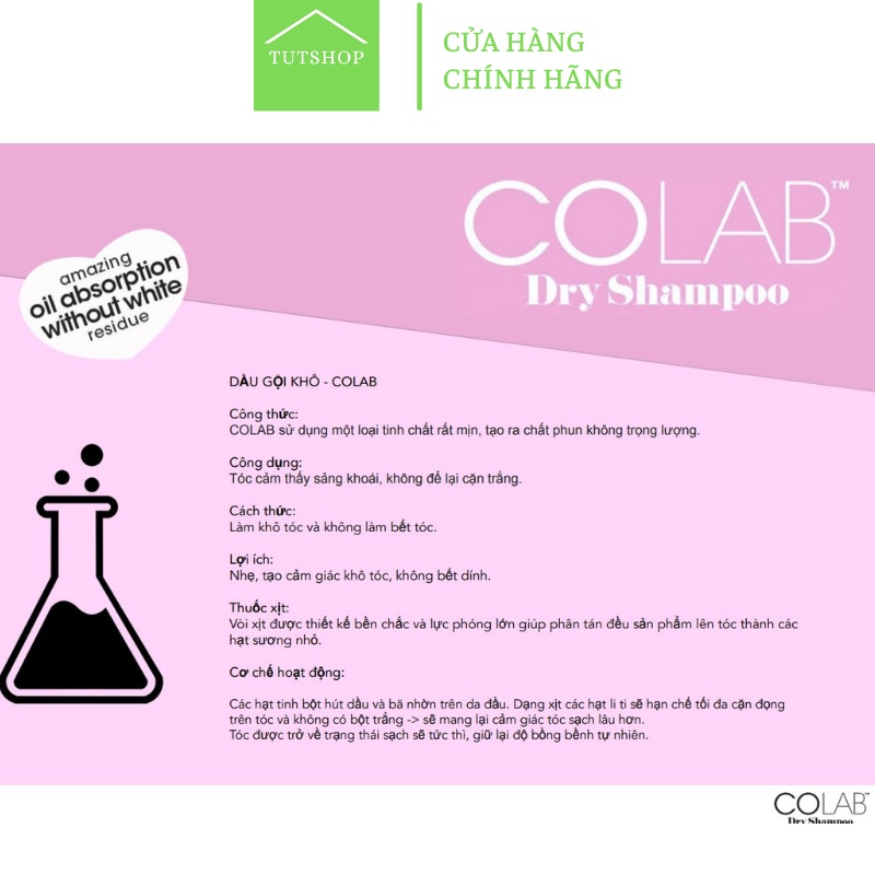 Dầu Gội Khô COLAB Dry SHampoo 50ml