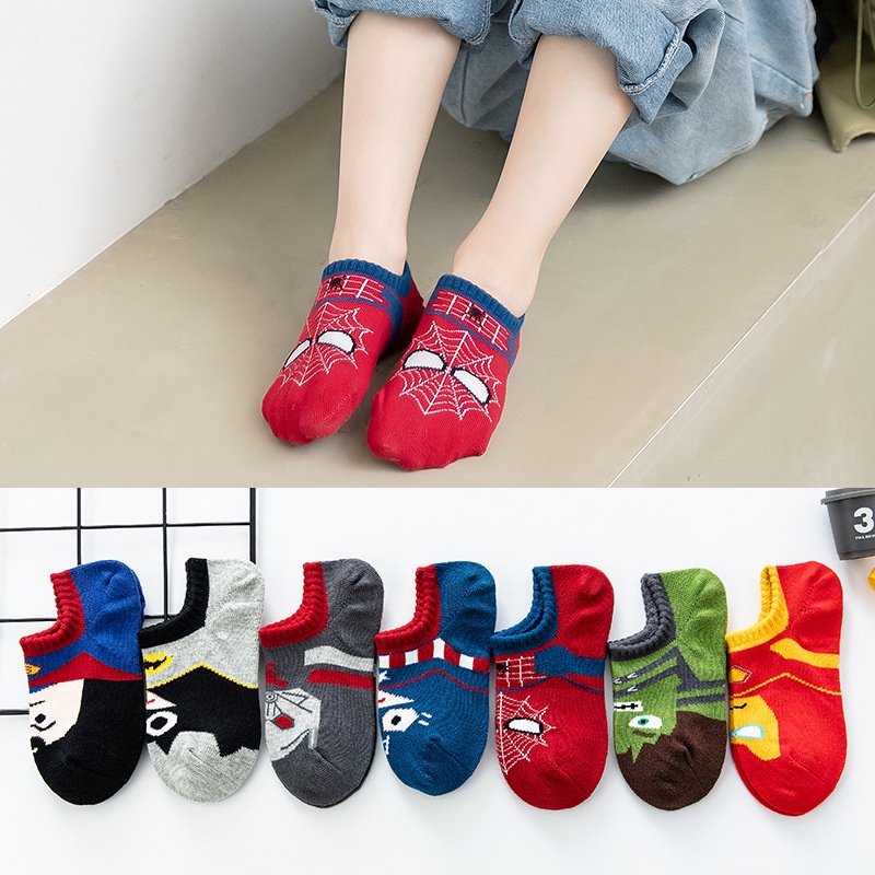 Vớ Cotton Cổ Thuyền Mềm Mại Thoáng Khí In Họa Tiết Hoạt Hình Cho Bé Trai Từ 1-9 Tuổi
