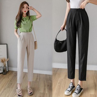 Quần đũi nữ cạp cao kiểu dáng baggy - khoá thật - lưng chun nhiều màu mềm mát