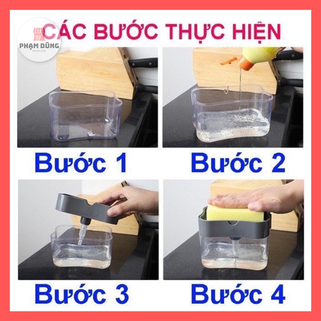 Hộp Đựng Nước Rửa Chén Tạo Bọt Thông Minh Kèm Miếng Bọt Rửa