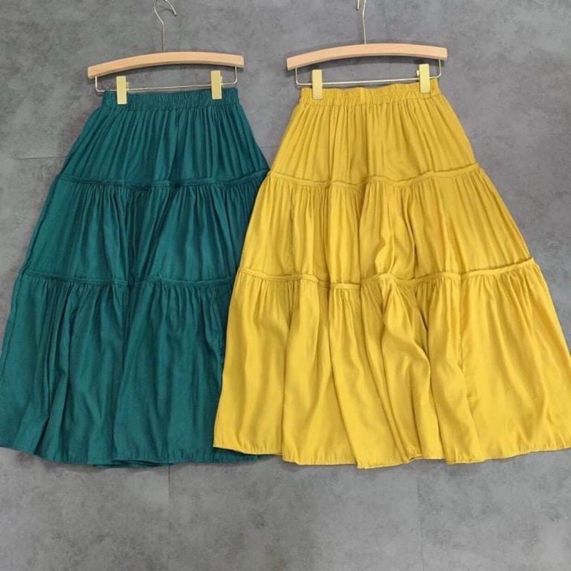 Chân váy xòe dáng dài chất thô mềm, Chân váy maxi cạp chun CV1804 - NhiNhi Shop