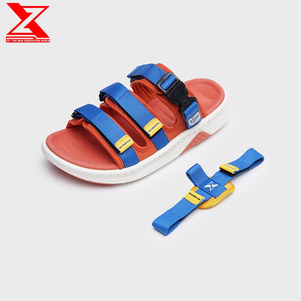 Giày xăng-đan nữ ZX Unisex Shoes ZX 3715 Orange Blue 3 quai phối khóa đế EVA Phylon 3 lớp