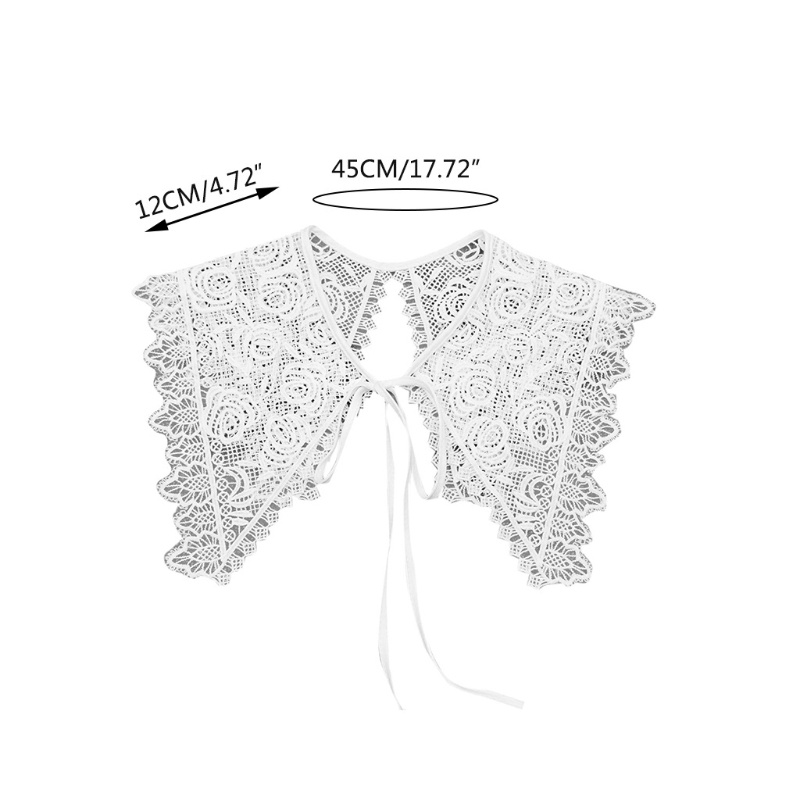 Khăn Choàng Cổ Giả Sợi Sữa Thêu Hoa Hồng Rỗng Buộc Dây Có Thể Tháo Rời Cho Nữ