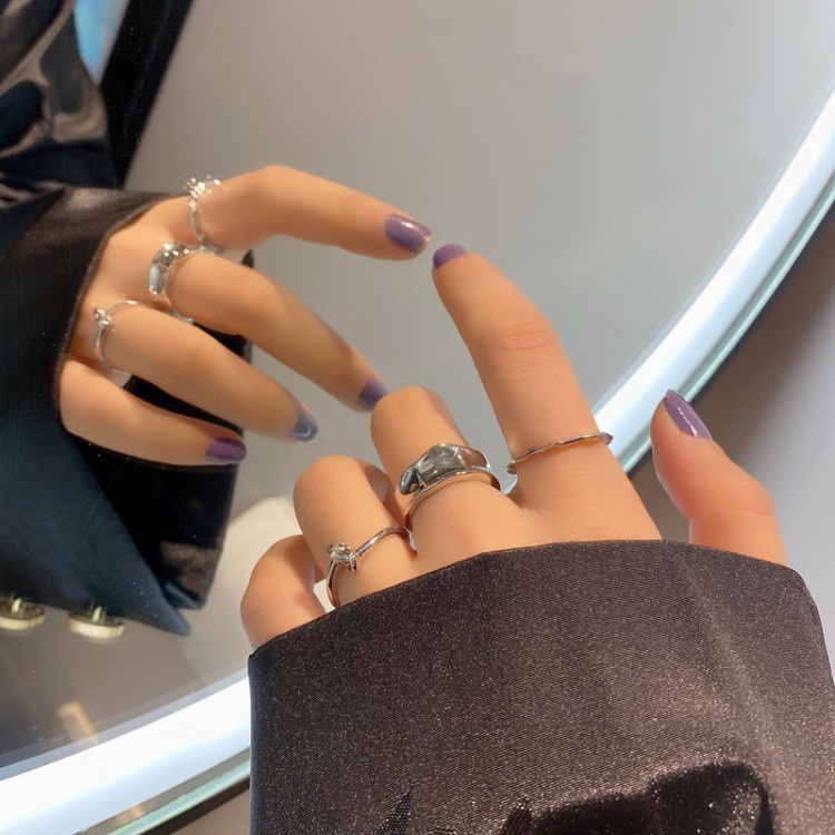 Bộ Ba Nhẫn Kim Loại Thời Trang Cá Tính