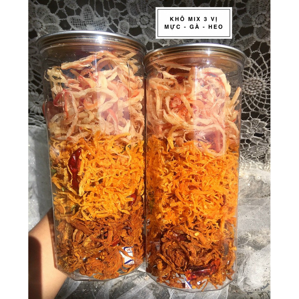 ❤️ Khô mix 3 vị heo, gà, mực 300gr Và 250g ❤️