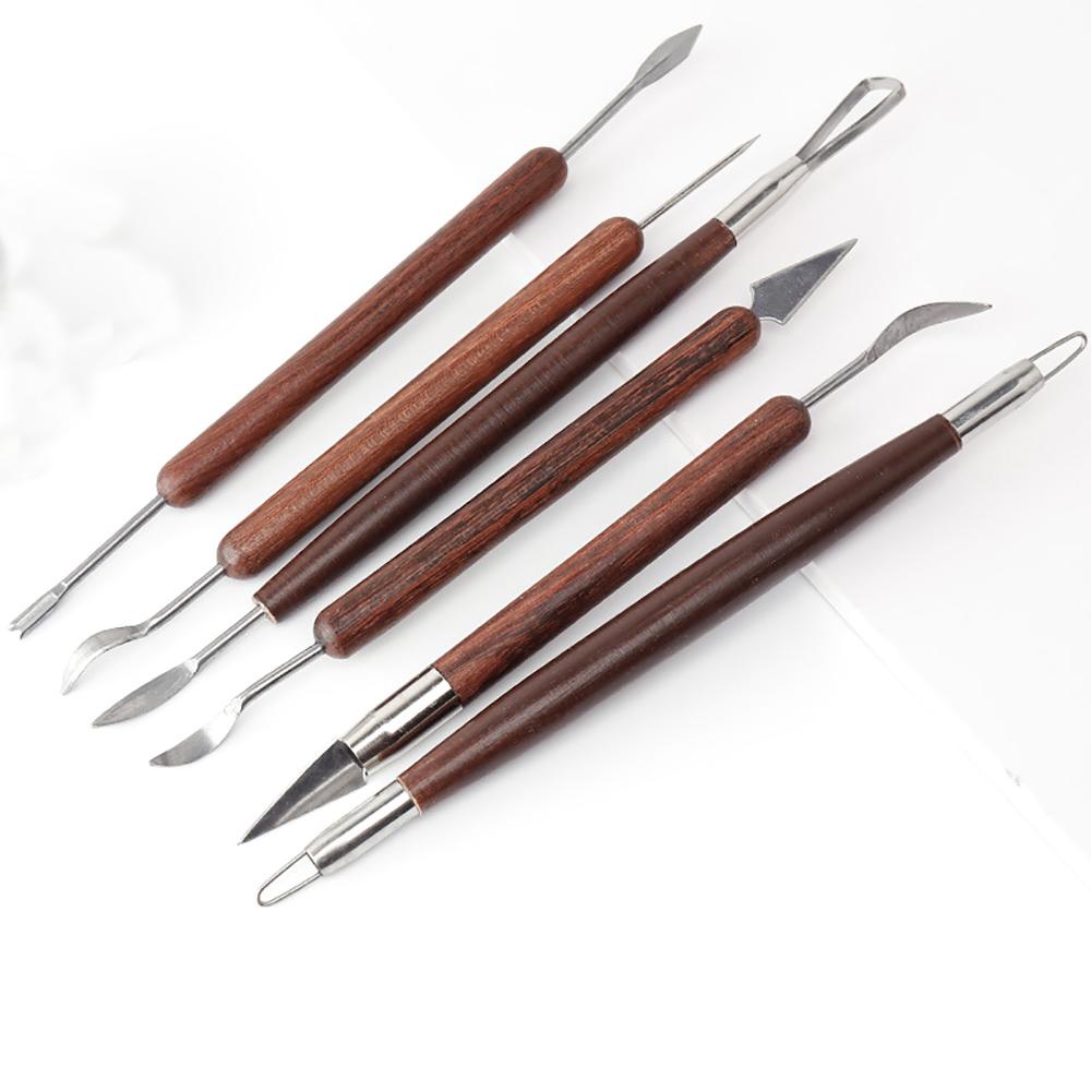 ELLSWORTH Bộ 6 Dụng Cụ Điêu Khắc Đất Sét Hai Mặt Cán Gỗ Độ Chính Xác Cao