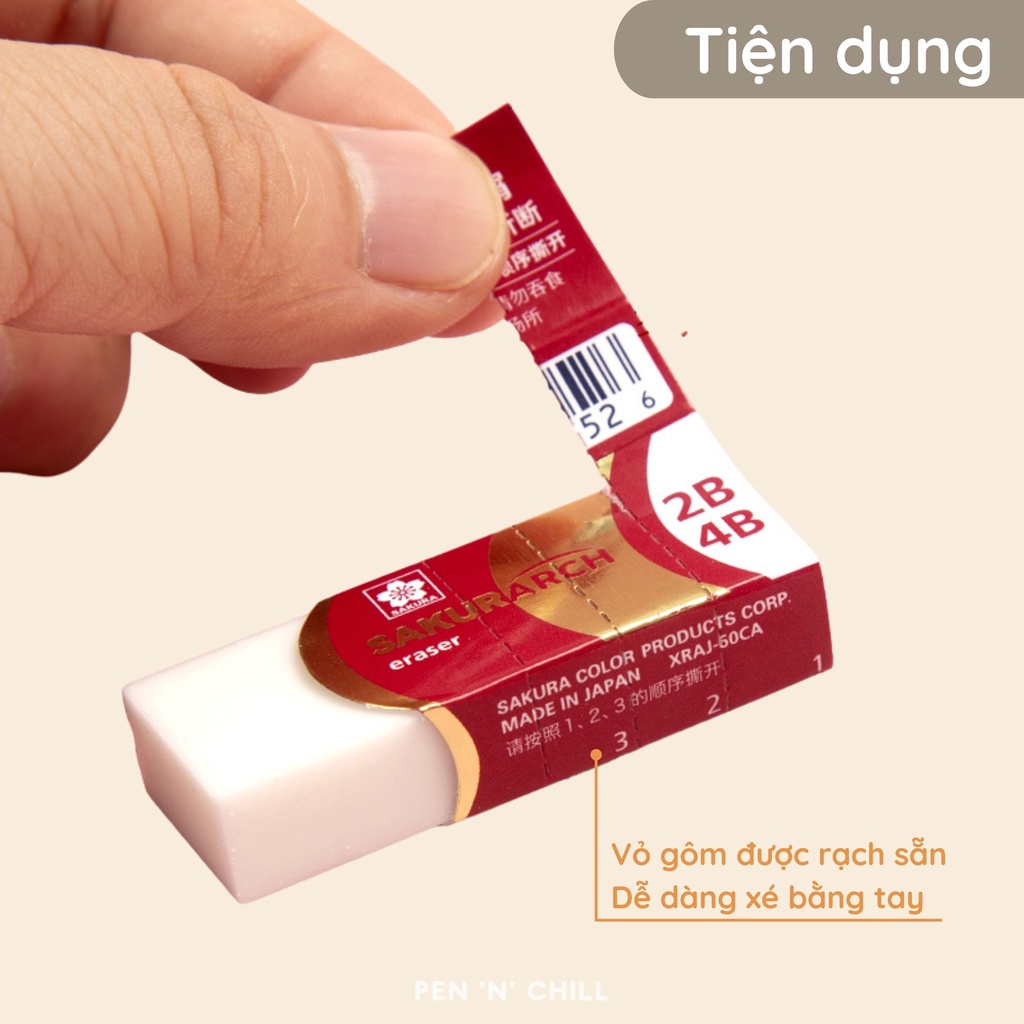 Gôm tẩy bút chì 2B 4B Sakurarch chất lượng cao