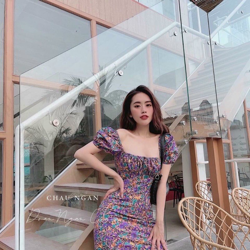 [Siêu Hot] Váy Hoa Tím Body Bèo Ngực, Đầm Nữ Dáng Ôm Siêu Xinh Có Ảnh Thật Kèm Video | BigBuy360 - bigbuy360.vn