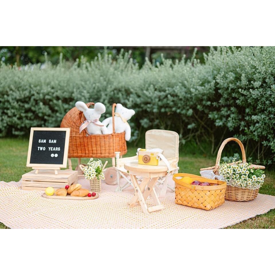 [Giá xưởng] Giỏ Picnic Mây Đựng Trái Cây Đi Du Lịch, Đi Biển Tiện Lợi, Chụp Hình, Trang Trí Nhà Cửa