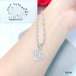 Dây chuyền bạc, dây xoắn mặt hình kim cương thiết kế cao cấp Orin D4596