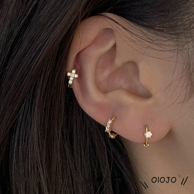 Khuyên Tai Tròn Mạ Vàng 14k Đính Đá Sang Trọng