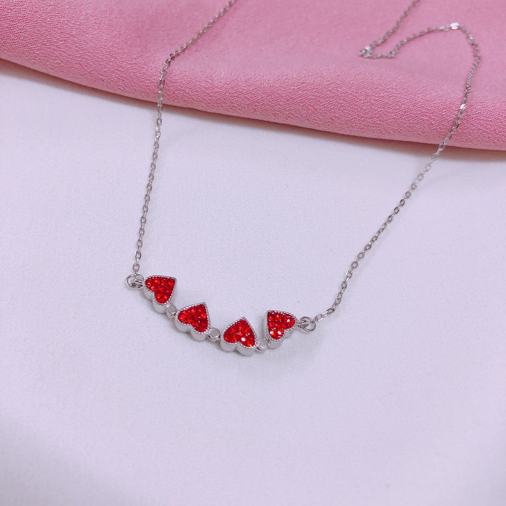 DÂY CHUYỀN BẠC CỎ 4 LÁ GHÉP TIM 2 MẶT NẠM ĐÁ (CÓ VIDEO KÈM THEO ) - BẠC BIBI