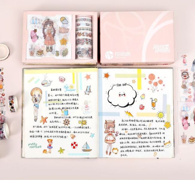 Băng dính họa tiết cute trang trí sổ, vở,... Combo Washi Tape xinh giá rẻ - Quà tặng dễ thương cho bạn bè, người thân