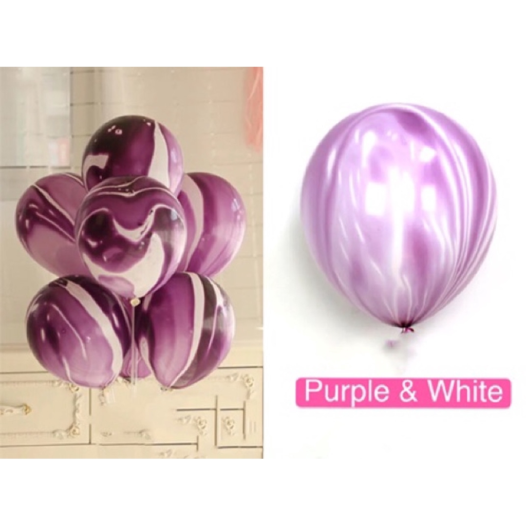 Set 5 bong bóng latex 12 inch 3.5gm họa tiết đá hoa cương trang trí tiệc