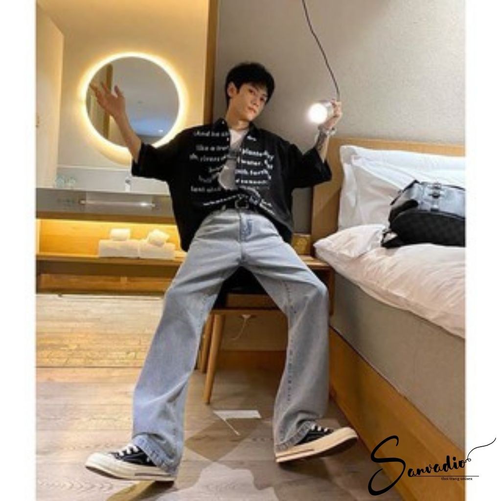 Quần jean nam ống rộng SANVADIO -Quần jean nam jean trơn basic dễ phối đồ QD04 | BigBuy360 - bigbuy360.vn