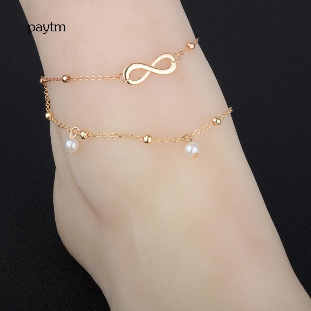 Lắc chân 2 lớp mặt hình vô cực phong cách Boho thời trang cho nữ | BigBuy360 - bigbuy360.vn