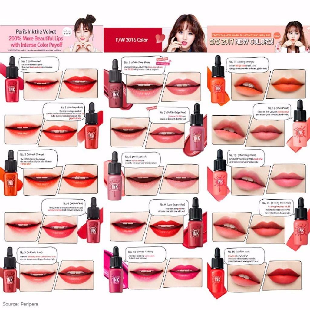 Son INK Peripera Velvet bảng 15 màu | BigBuy360 - bigbuy360.vn