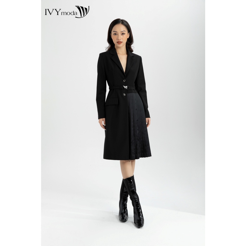 Áo khoác blazer nữ dáng dài xếp ly IVY moda MS 71M5943 | BigBuy360 - bigbuy360.vn
