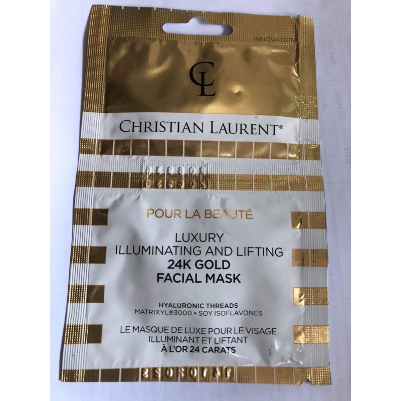 Mặt nạ dữơng da tinh chất vàng 24k christian laurent luxury brightening &amp; lifting face mask (made in Poland)