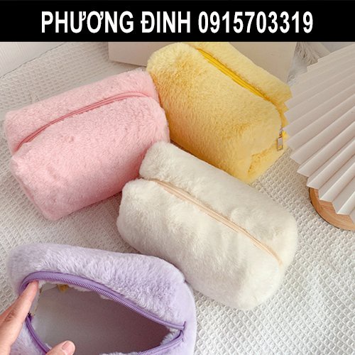 Túi đựng mỹ phẩm, đồ trang điểm bằng LÔNG mềm mại BENTOY MILKJOY