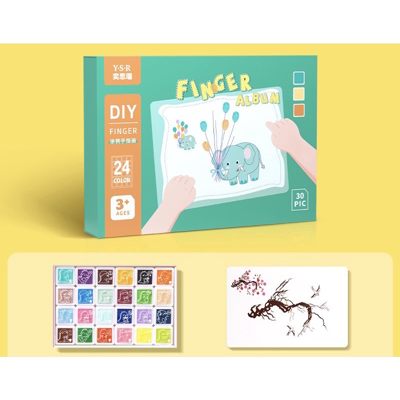 Hộp Màu Vân Tay 24 màu DIY Finger