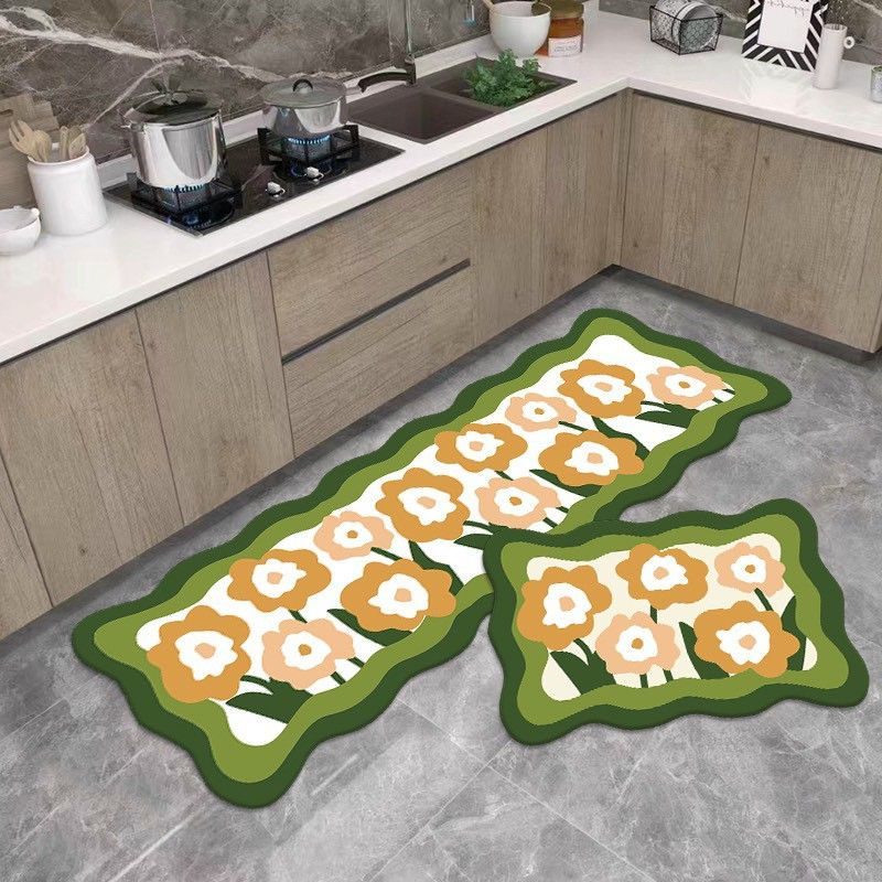 Set 2 Thảm Bếp Hoa Phong Cách Bắc Âu