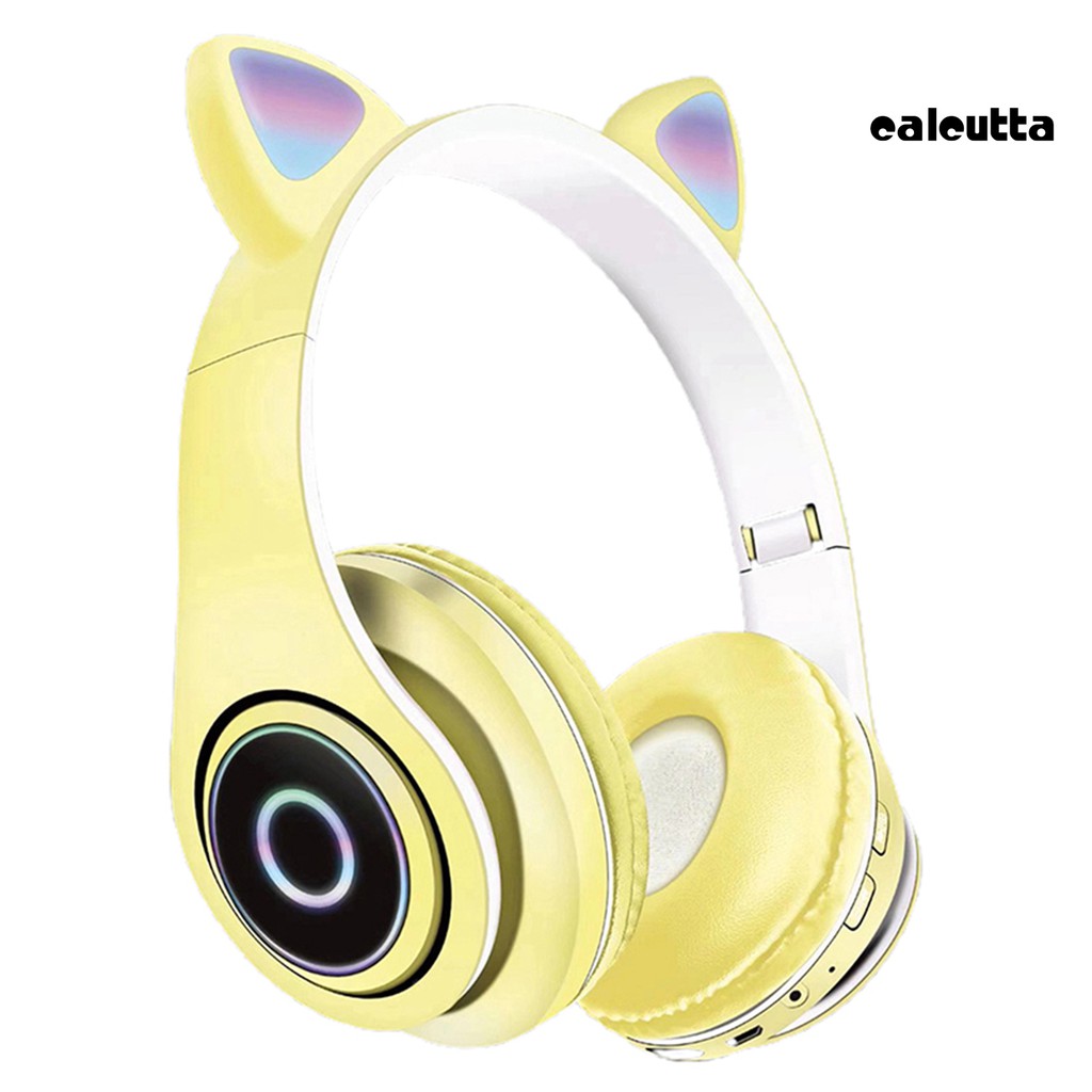 Tai Nghe Bluetooth 5.0 P39M Hình Tai Mèo Có Mic Và Đèn Led