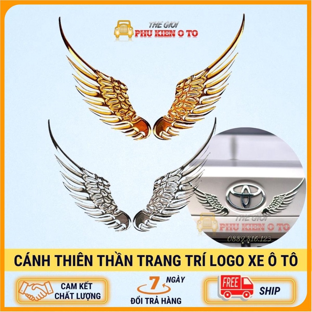 Đôi cánh thiên thần 3D dán trang trí logo hãng ô tô bằng chất liệu hợp kim