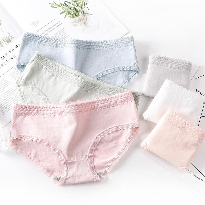 Quần lót cotton phối viền ren mềm mại cho nữ