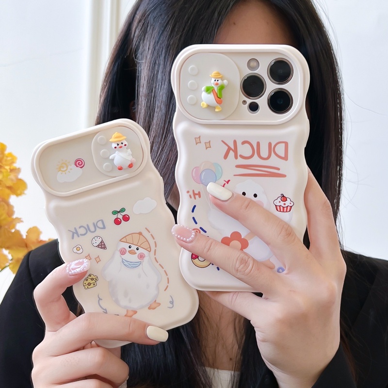 Ốp Điện Thoại Hình Chú Vịt Đội Nón Có Đệm Khí Cho iPhone 12 13 11 PRO MAX XR 11 12 PRO X XS MAX