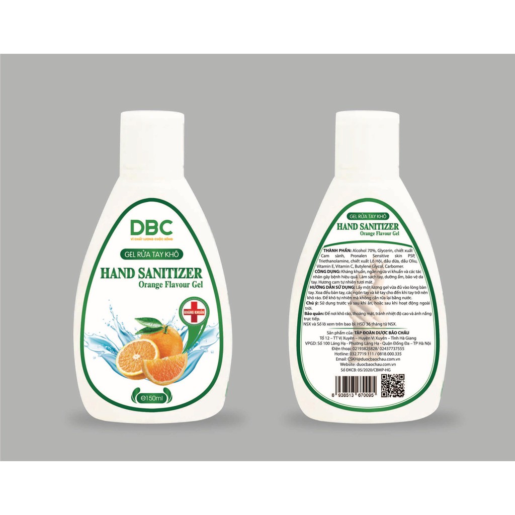 Gel rửa tay khô của DBC Hand Sanitizer Orange Flavour Gel 150ml