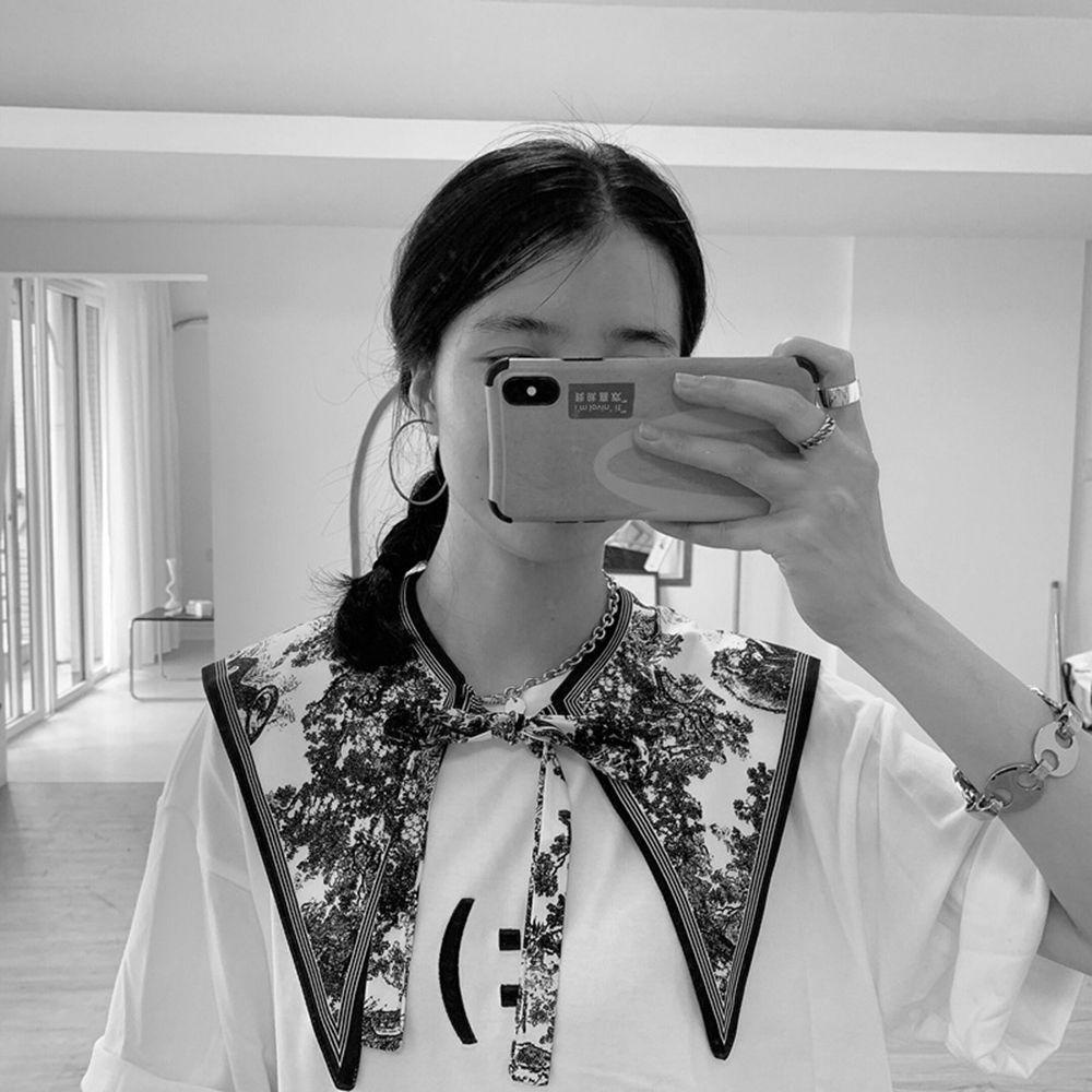 BACK2LIFE Cổ Áo Sơ Mi Giả In Họa Tiết Phong Cách Retro Thanh Lịch Cho Nữ