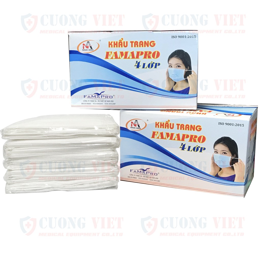 Khẩu trang y tế 4 lớp Nam Anh màu trắng (Hộp 50 cái)