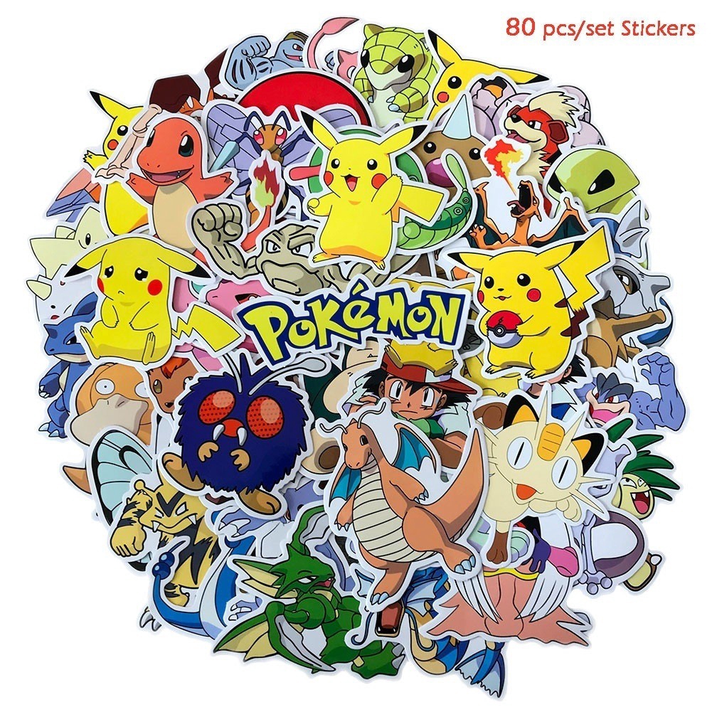 Y&P| Bộ 80 nhãn dán họa tiết hoạt hình Pokemon