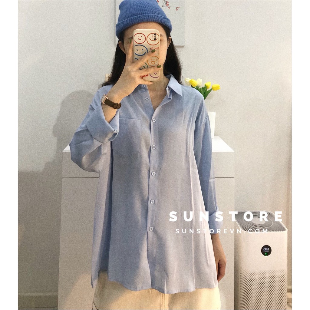 Áo sơ mi nữ tay dài basic nhiều màu Ulzzang