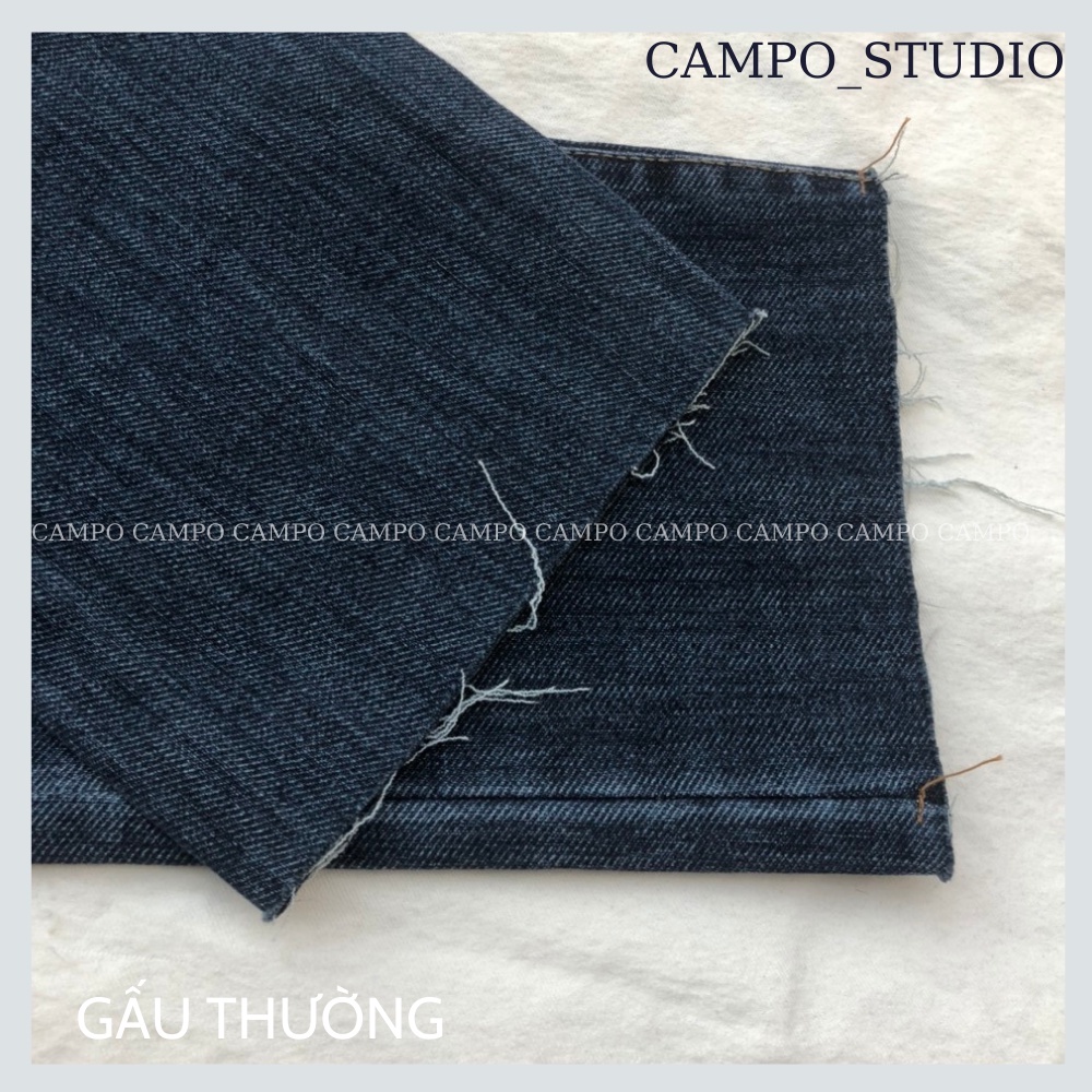 Quần bò ống đứng cắt gấu xanh đậm CAMPO quần jeans co giãn nâng mông hàn quốc