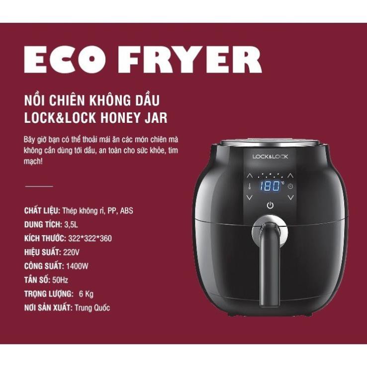 Nồi chiên không dầu Lock&amp;Lock Honey Jar EJF341BLK 3.5L