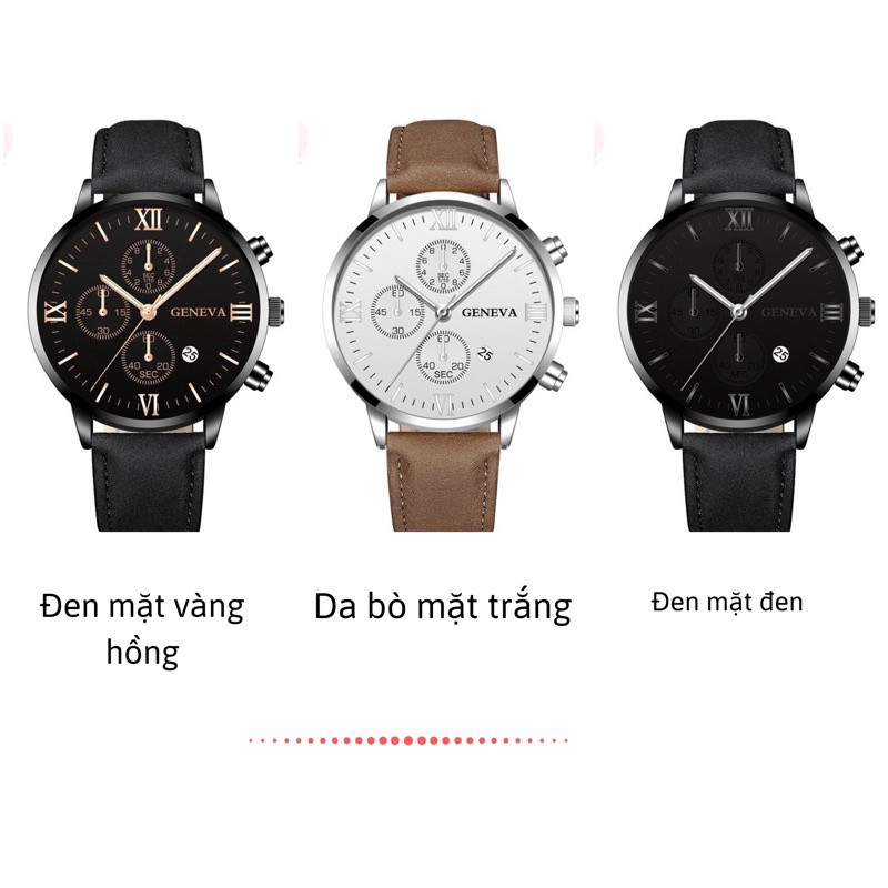 Đồng hồ nam dây da Geneva mặt tròn đồng hồ đeo tay thời trang lịch lãm | BigBuy360 - bigbuy360.vn