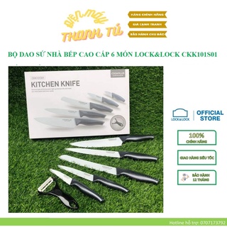 Ckk101s01 - bộ dao sứ nhà bếp cao cấp 6 món lock&lock kèm dụng cụ nạo bào - hàng chính hãng