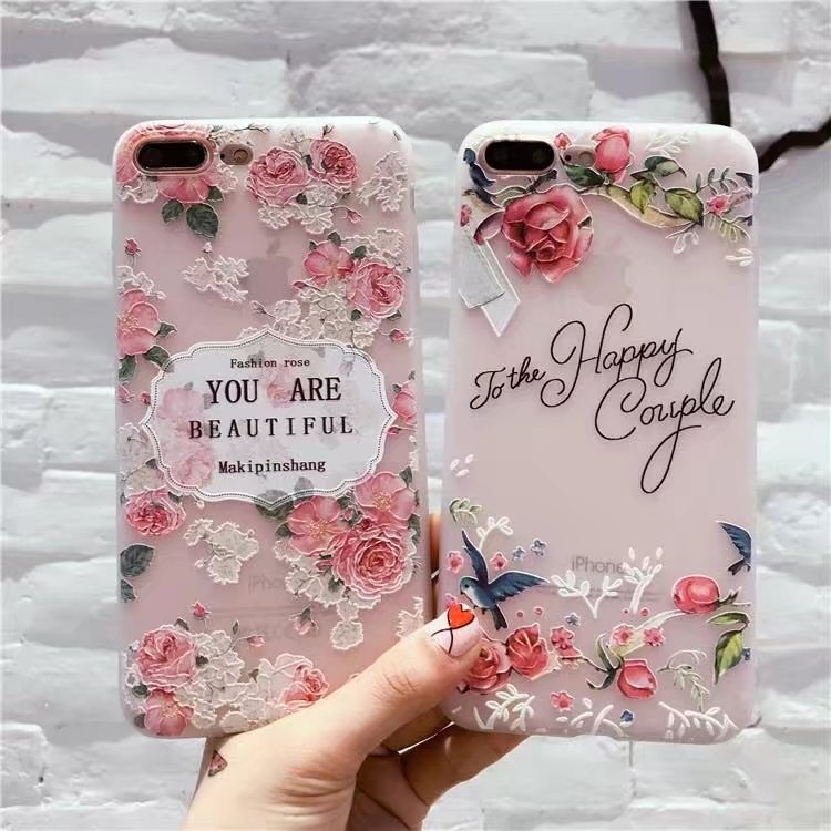 Ốp Iphone 6/6s 7/7s/8 6plus/6splus 7plus/7splus/8plus hoa nhí đáng yêu có chân chống điện thoại nhựa dẻo chống sốc