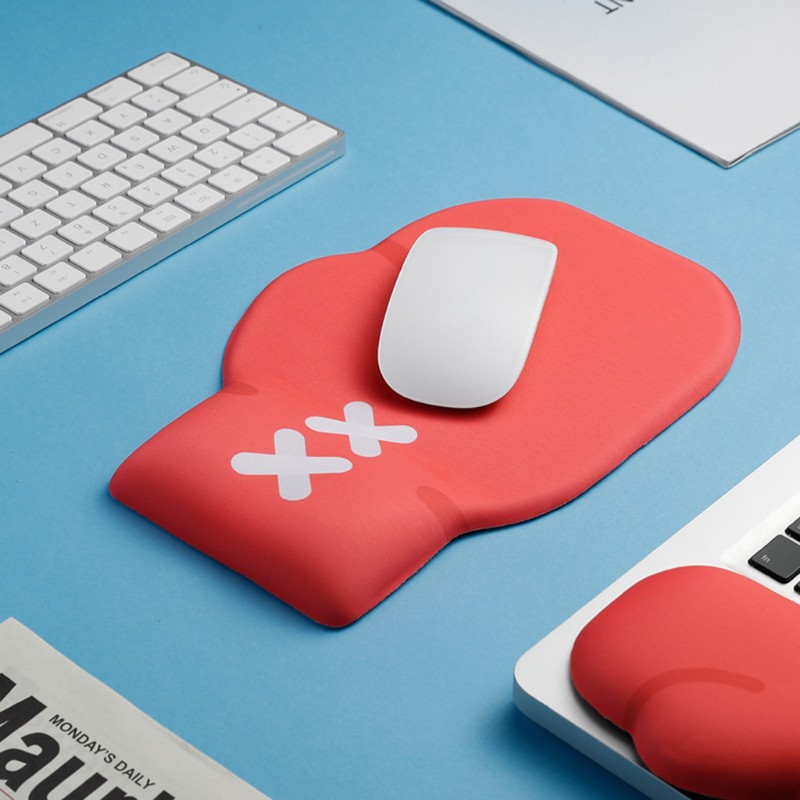 VIVI   Mouse pad Red Boxing Glove Hand Wrist Rest Pad PU Non-Slip Silica Gel Keyboard Tray for Mechanical Gaming Keyboard