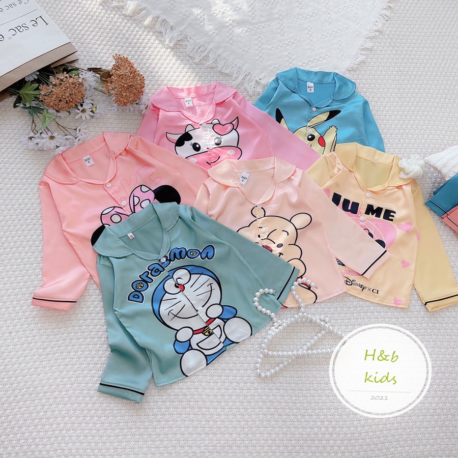 [12 -26 kg ][ Mã Độc Quyền ] Bộ Mặc Nhà dài tay cao cấp Pijama Lụa 3D Cao Cấp Cho Bé