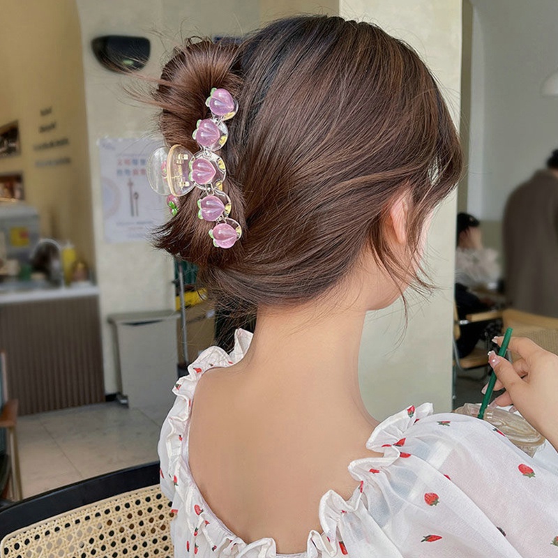 Kẹp Tóc Càng Cua Lớn Bằng Acrylic Hình Trái Đào Dễ Thương Cho Nữ dreamdiary