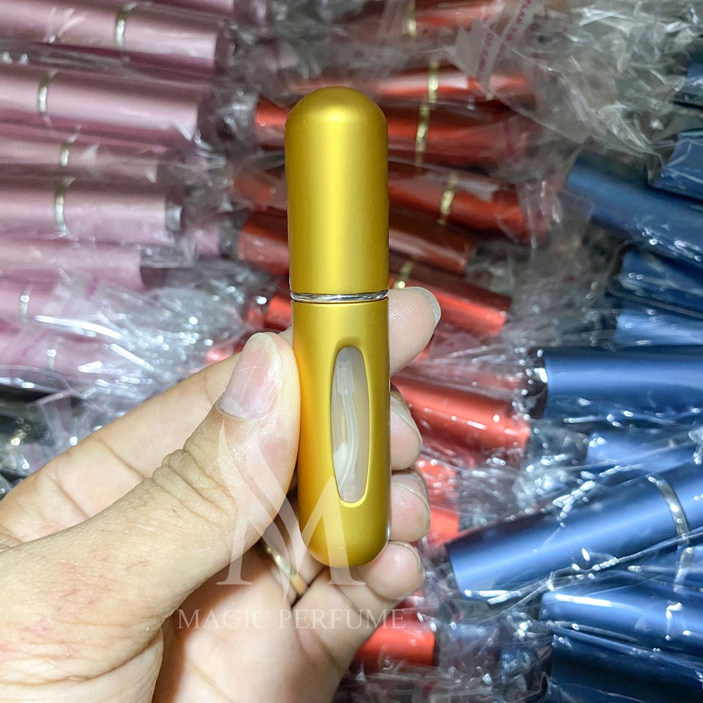 Chai chiết nước hoa tự bơm 5ml, vỏ nhôm loại đẹp không rò, rỉ chảy nước, dạng phun sương