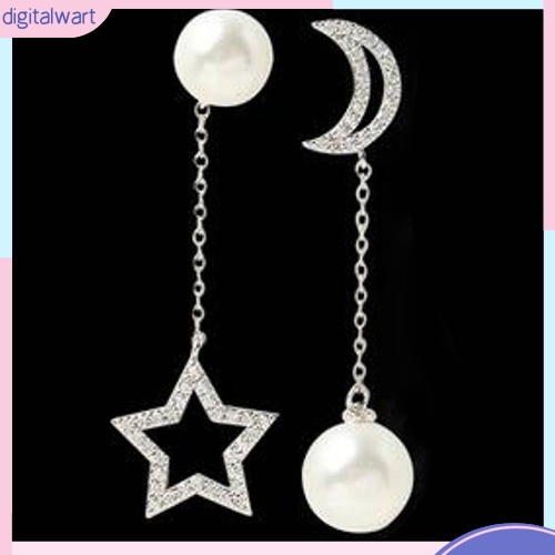 Khuyên Tai Dài Hình Trăng Sao Phong Cách Thanh Lịch Dành Cho Nữ